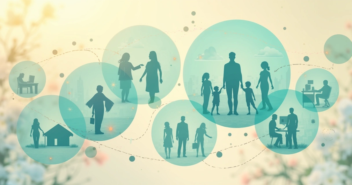 Círculos conectados representando sistemas interconectados 