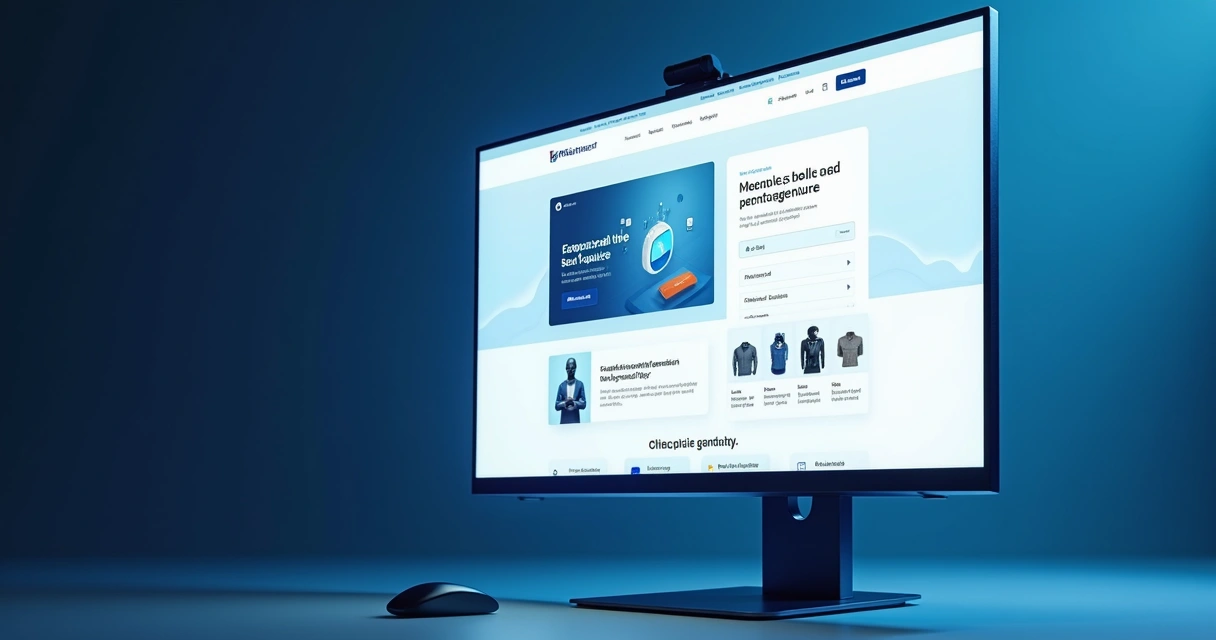 Página de site B2B mostrando blog, formulário, e-commerce e chatbot