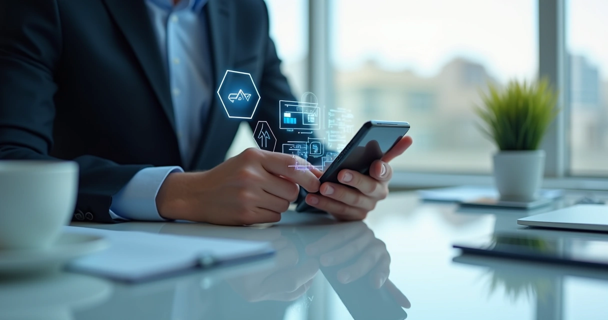 Layout de site corporativo moderno em smartphone