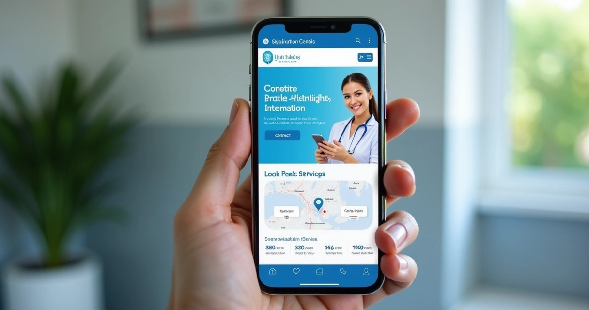 Site de clínica odontológica visto em celular, com botão de agendamento visível 