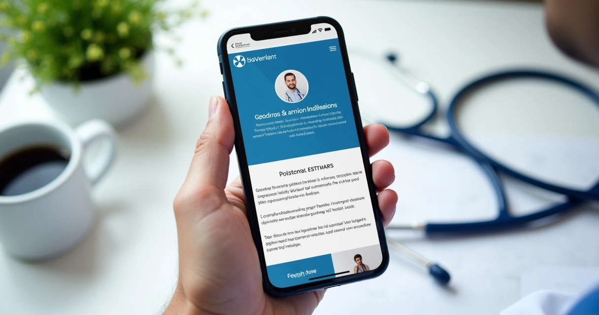 Site médico visto em celular com problema de exibição 