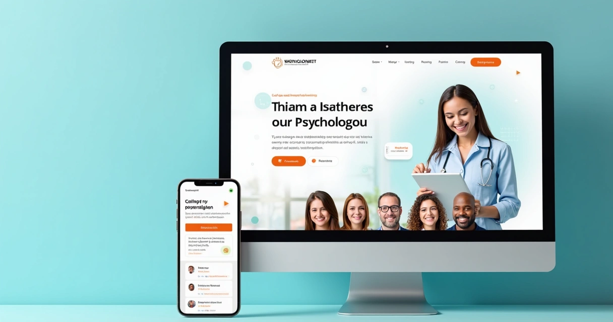 Página de um site profissional de clínica de psicologia exibindo agendamento online 