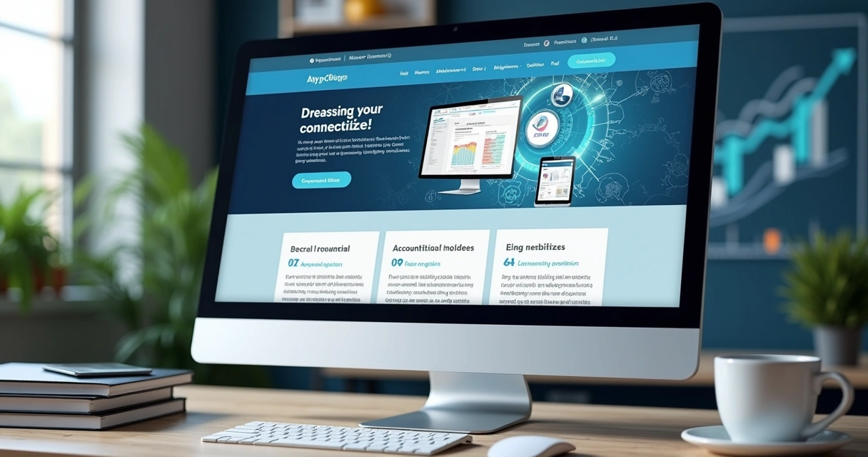 Página de site moderno de escritório de contabilidade em exibição 