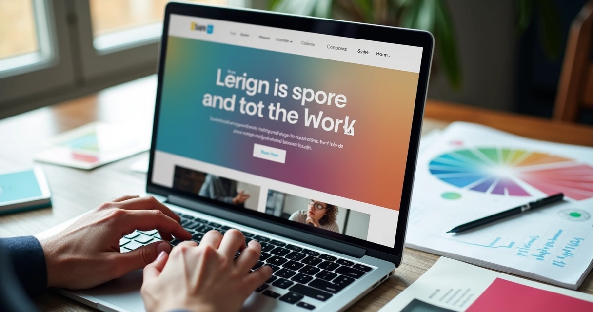 Layout moderno de site focado em UX em tela de notebook 
