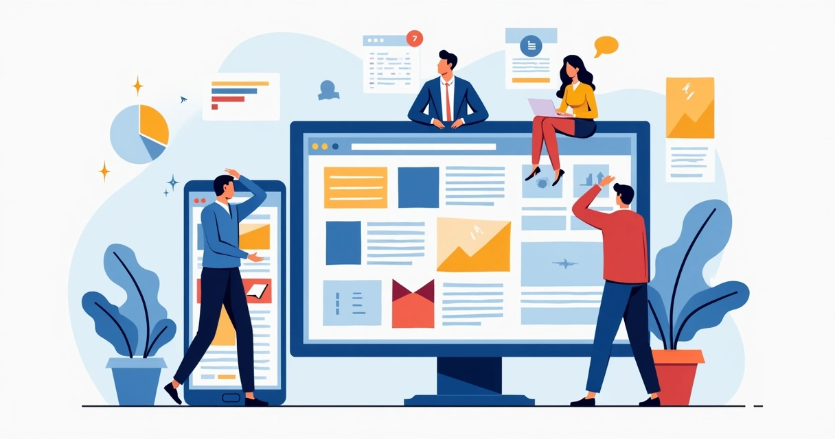 Site confuso em desktop e mobile lado a lado 