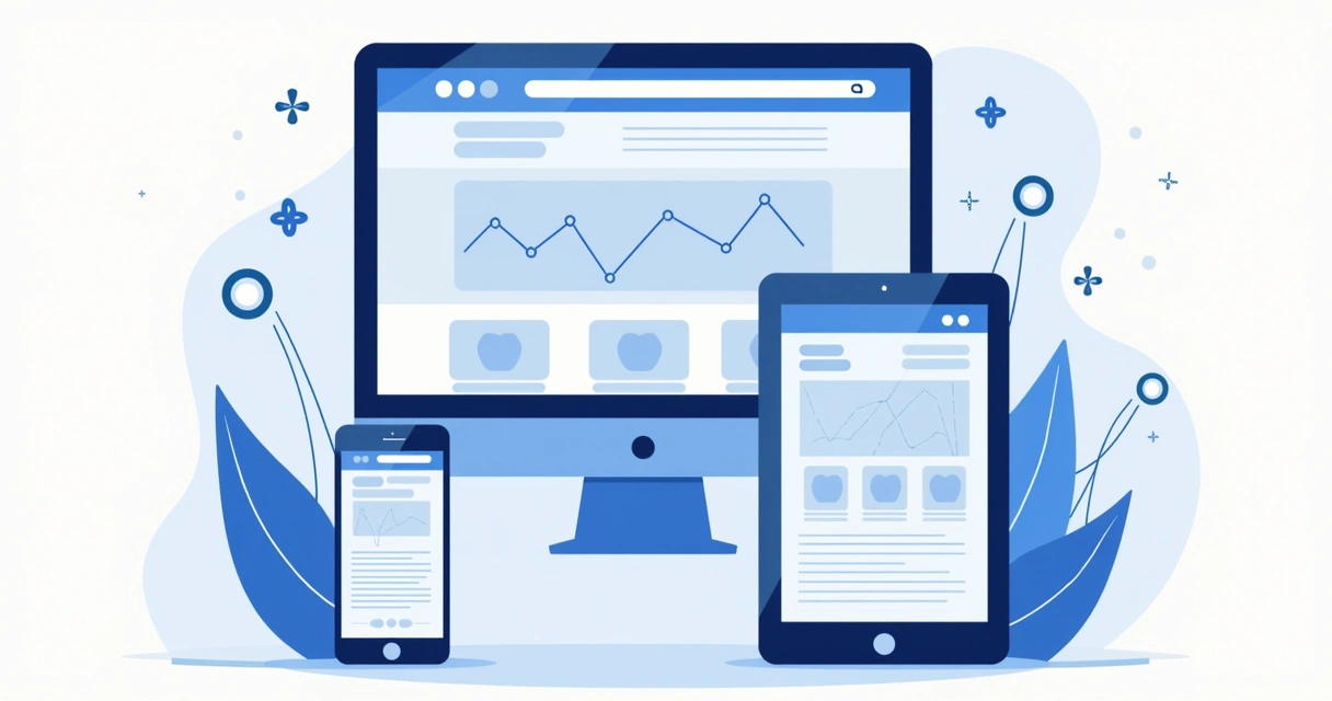 Site de empresa aberto em desktop e celular 