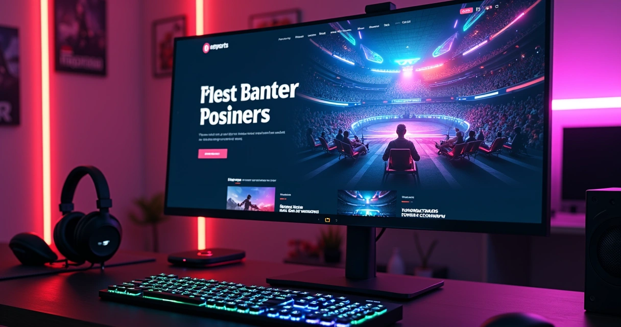 Página inicial de site de games com layout moderno em tela de computador 