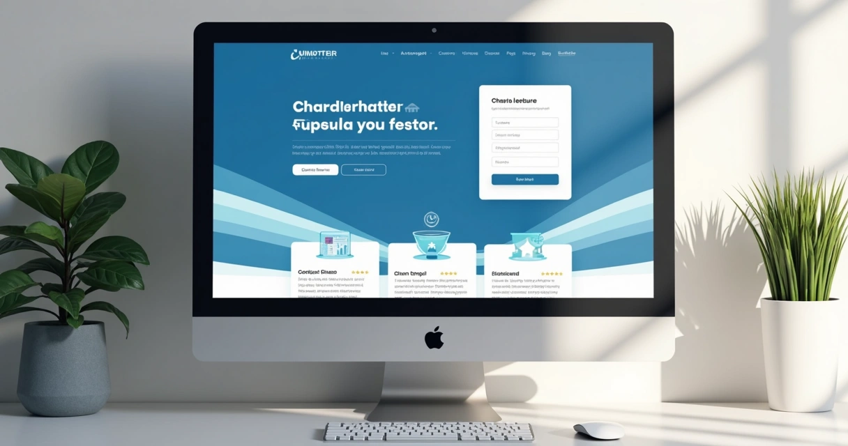 Exemplo de site institucional moderno com design limpo e área para captação de contatos