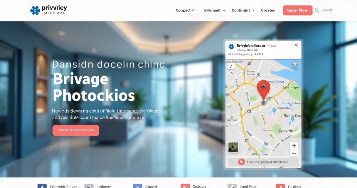 Página de site de clínica integrada ao Google Maps exibindo localização 