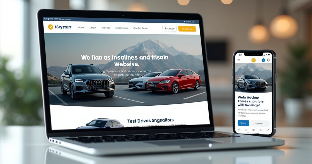 Página inicial de site de concessionária automotiva exibindo carros, chatbot ativo, simuladores e navegação mobile. 