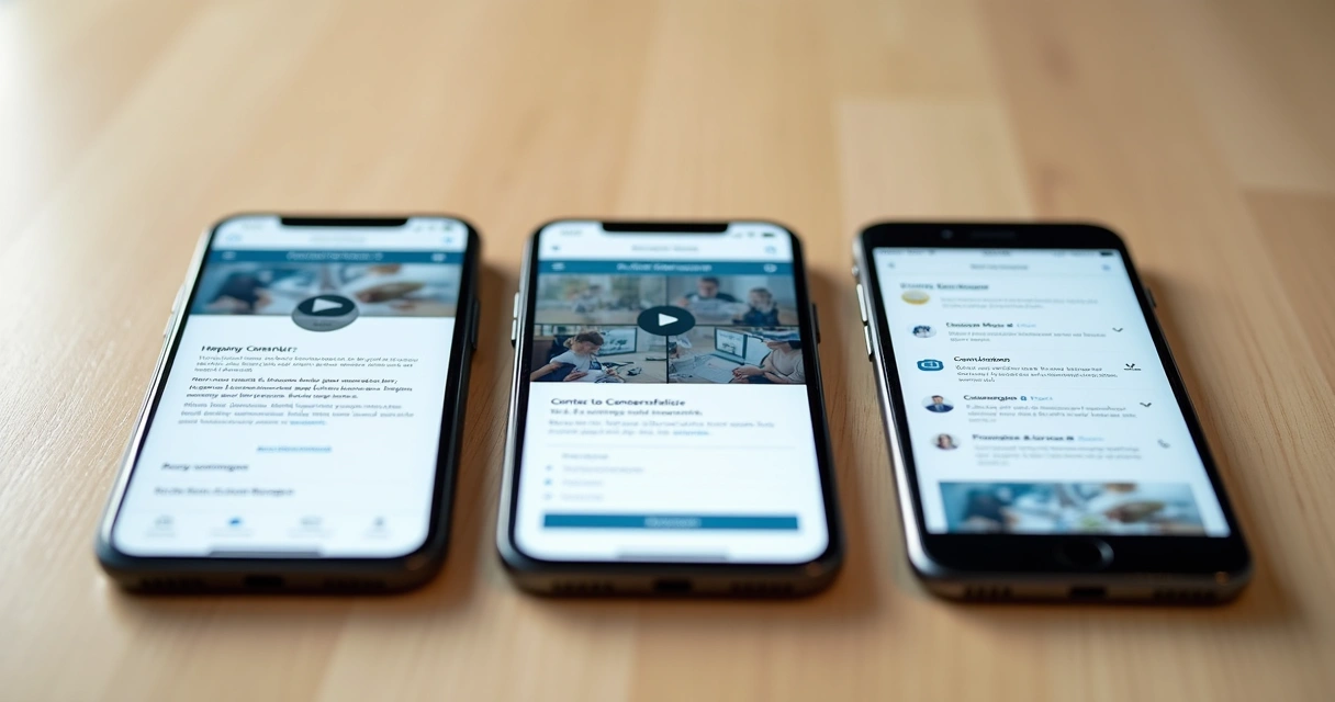 Site moderno exibido em smartphones com design responsivo 