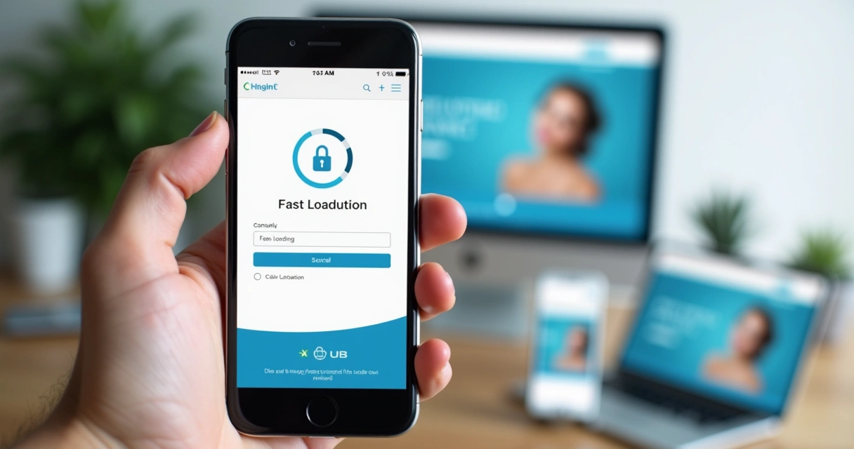 Site aberto no celular com carregamento rápido e layout responsivo