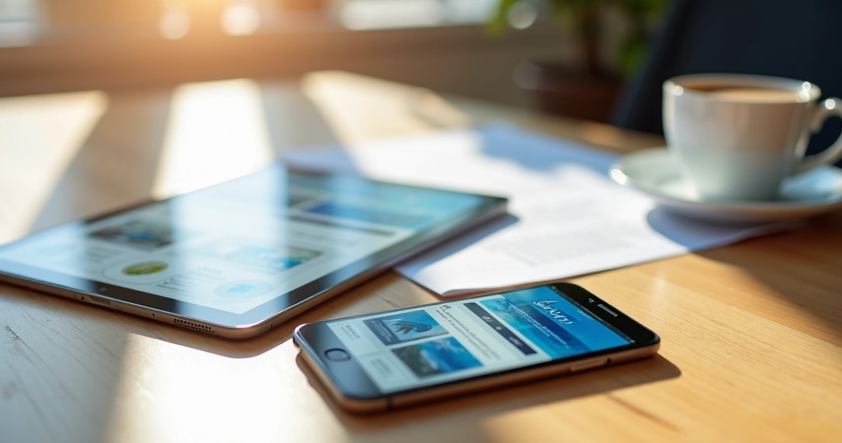Site exibido em tablet e smartphone lado a lado 