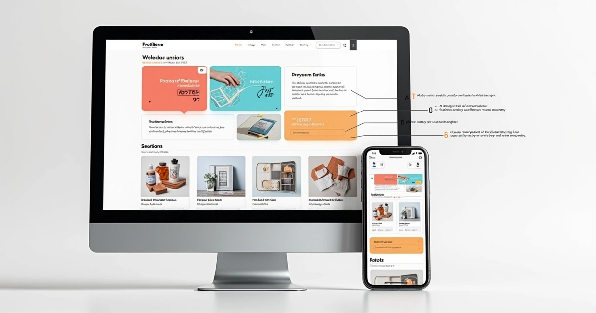 Exemplo visual de site com módulos de design modular 