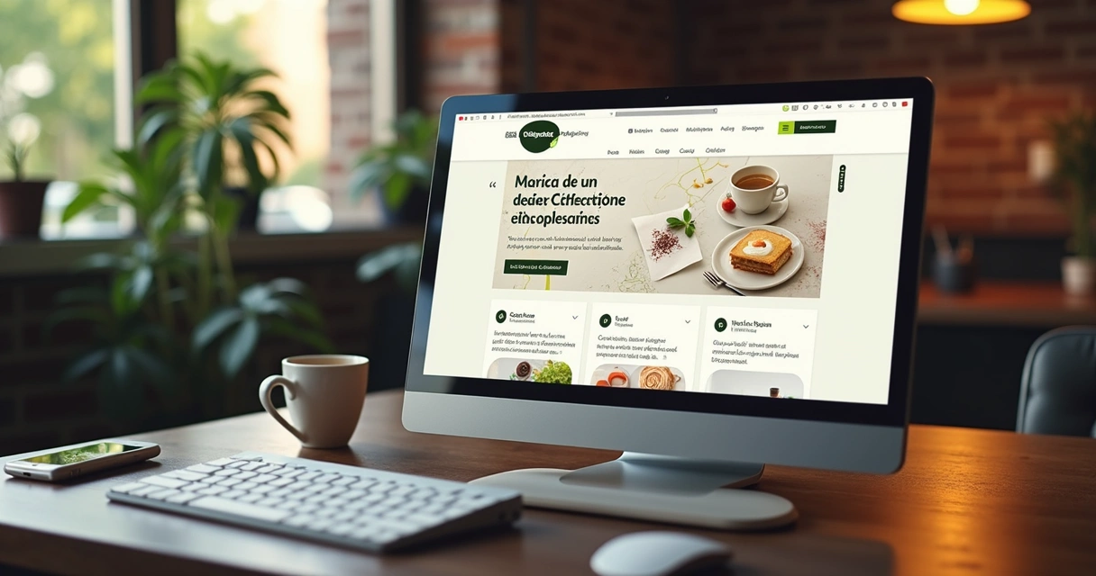 Demonstração de site moderno para negócio local em tela de computador 