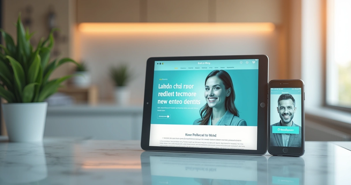 Site de clínica odontológica em celular e tablet 