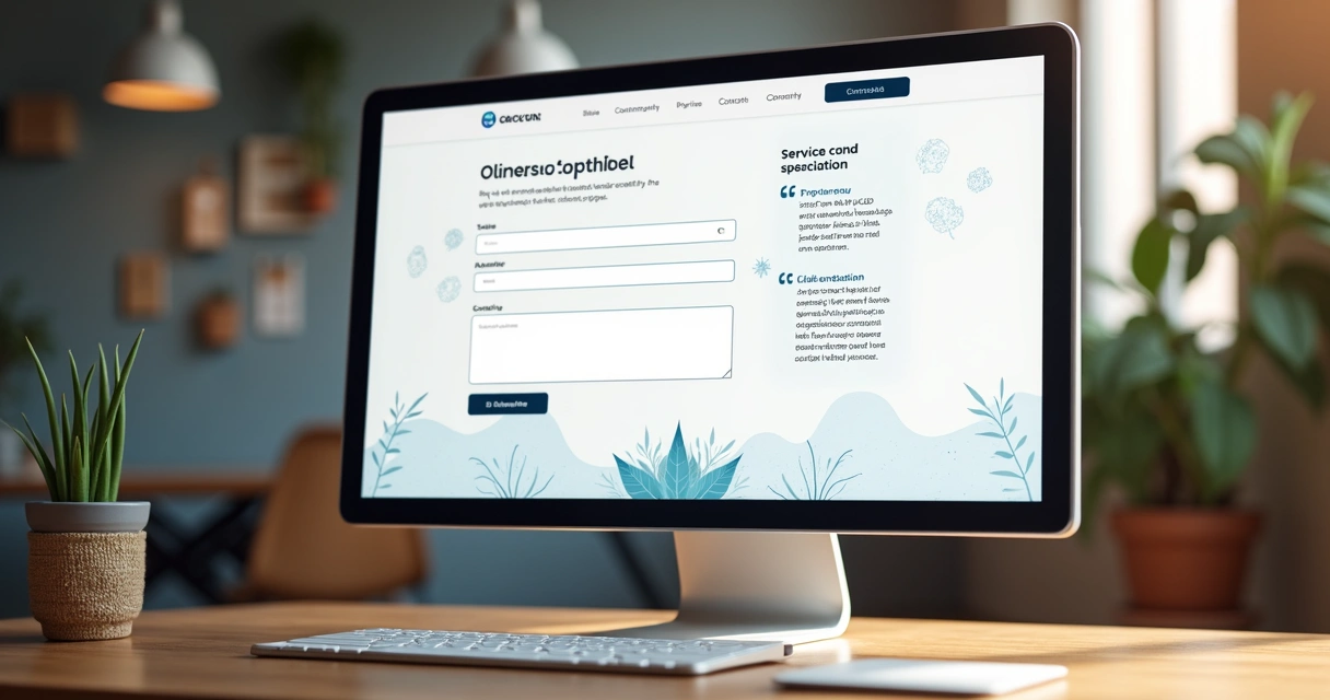 Homepage de site de pequena empresa com destaque para formulário de contato 