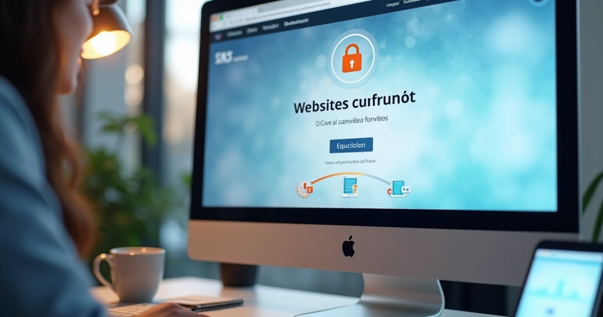 Tela de publicação de site com cadeado de segurança e gráfico de velocidade 