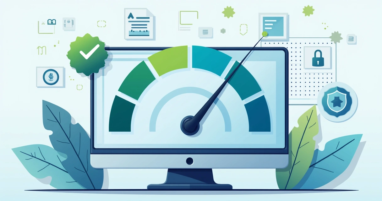 Gráfico de velocidade de carregamento de site com indicadores de performance high 