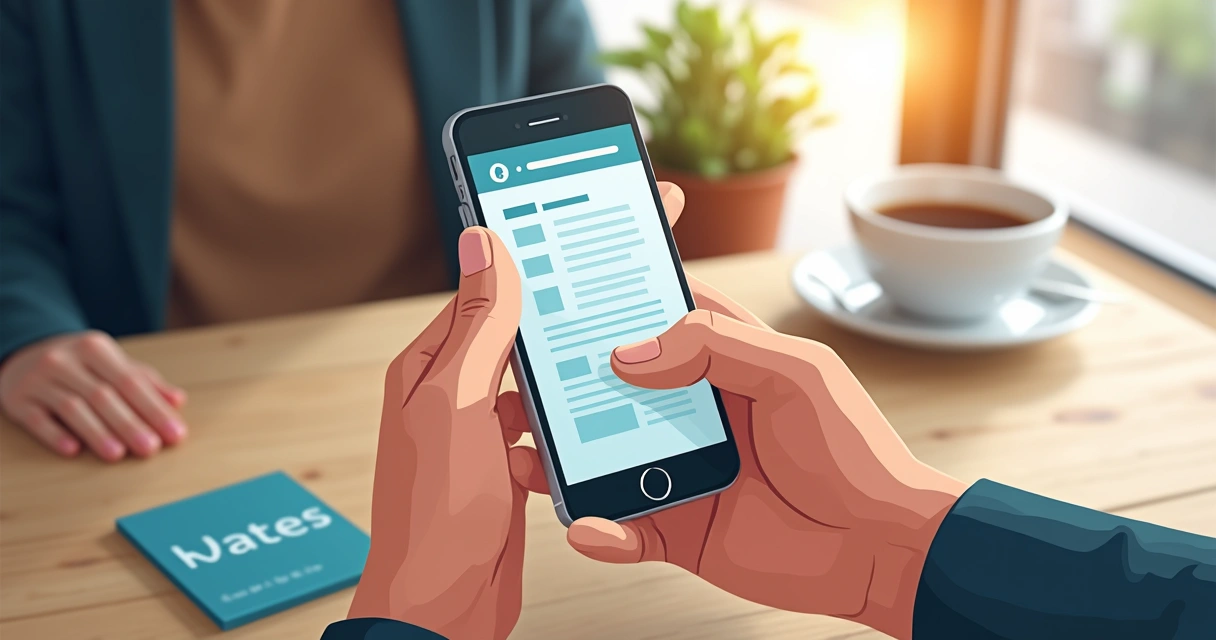 Pessoa olhando site responsivo em um celular 