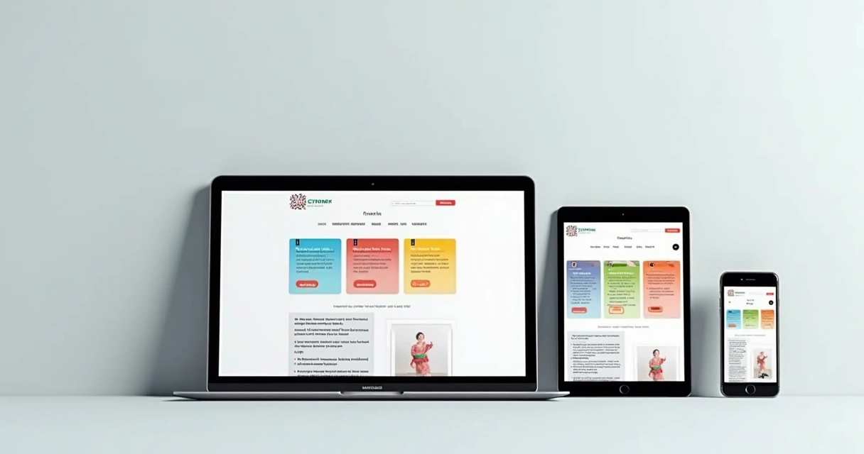 Layouts de site exibidos em notebook, tablet e smartphone mostrando fácil adaptação. 