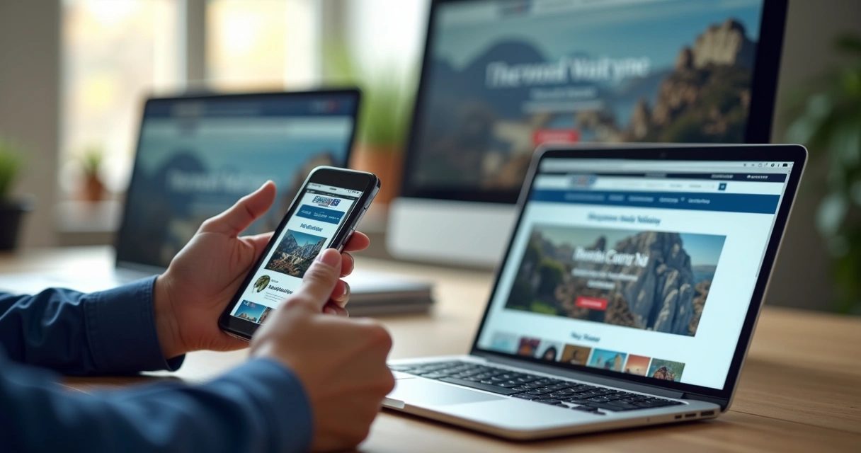 Site responsivo aberto em diferentes dispositivos 