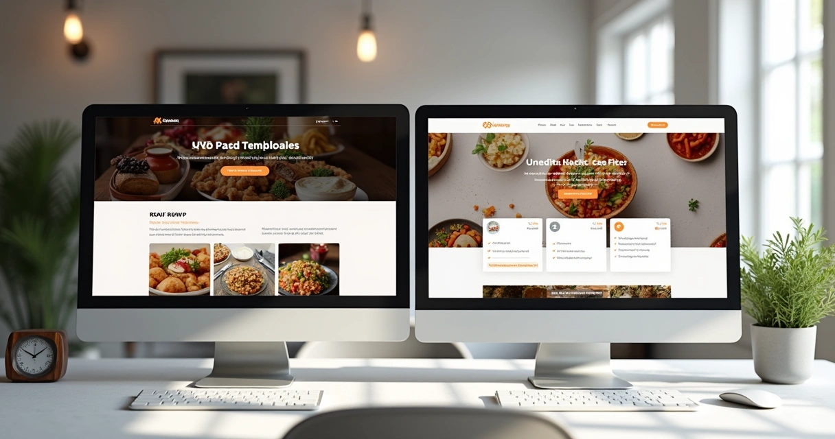 Template de restaurante e evento em tela de computador 