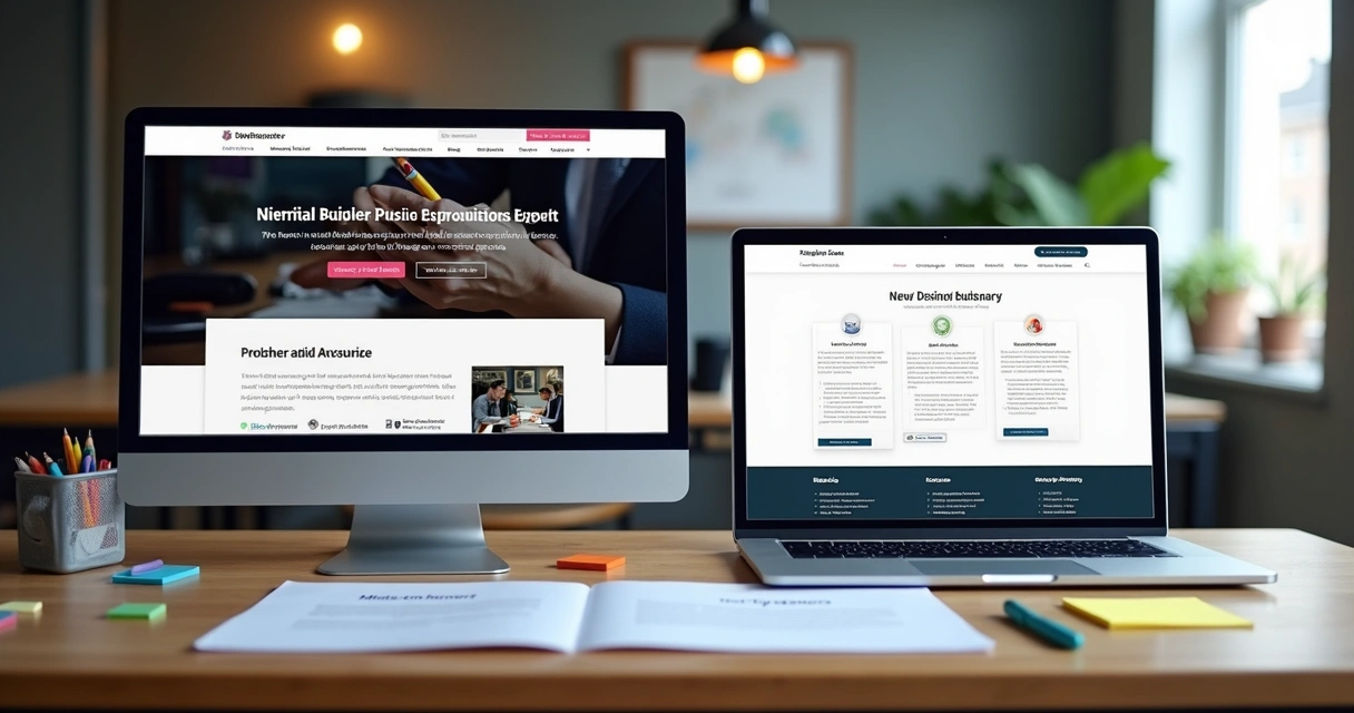 Comparação entre site sob medida e site pronto em telas diferentes 