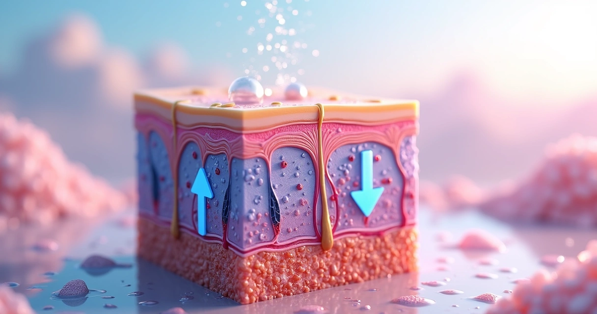 Illustration of healthy skin layers with a strong protective barrier. 