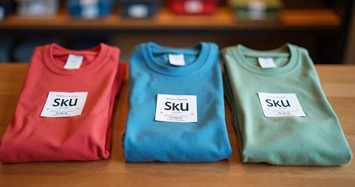 Estrutura visual de exemplos de código SKU para produtos de varejo 