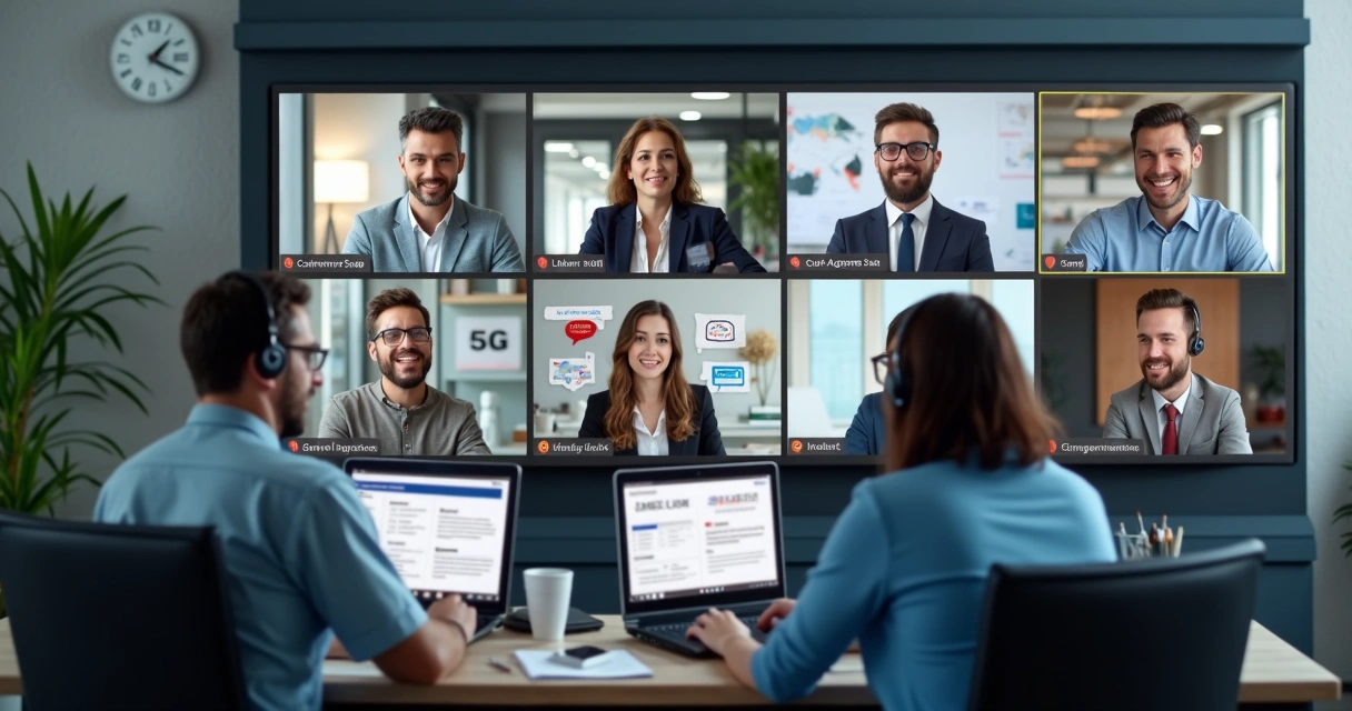Equipe de suporte analisando termos de SLA em reunião online 