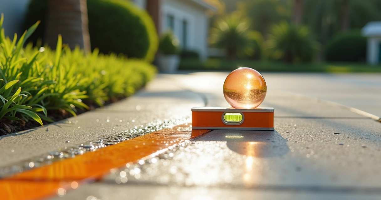 Level measuring correct slope on concrete driveway