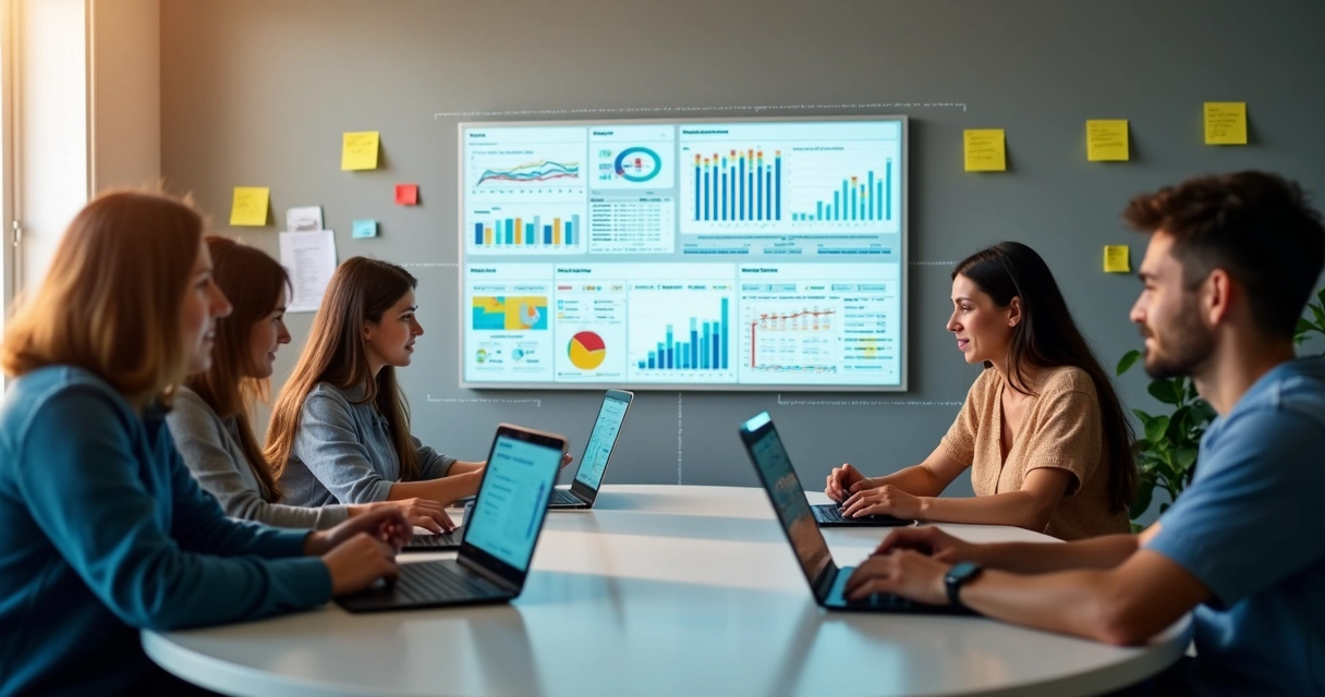 Small team collaborating on integrated dashboards 