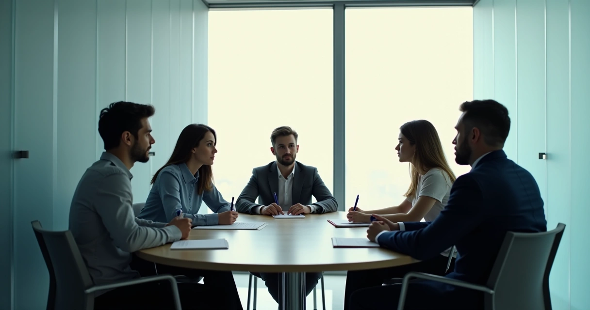 Small team in meeting with visible speaking dynamics 