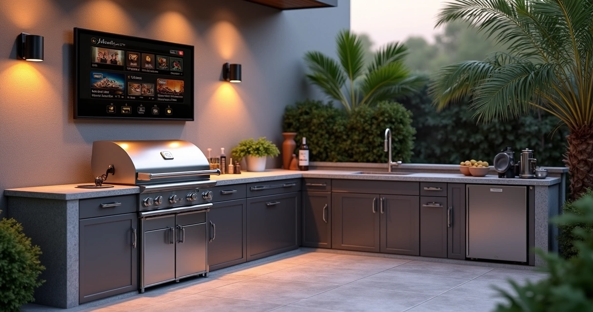 Outdoor kitchen with smart technology controls Central Florida 