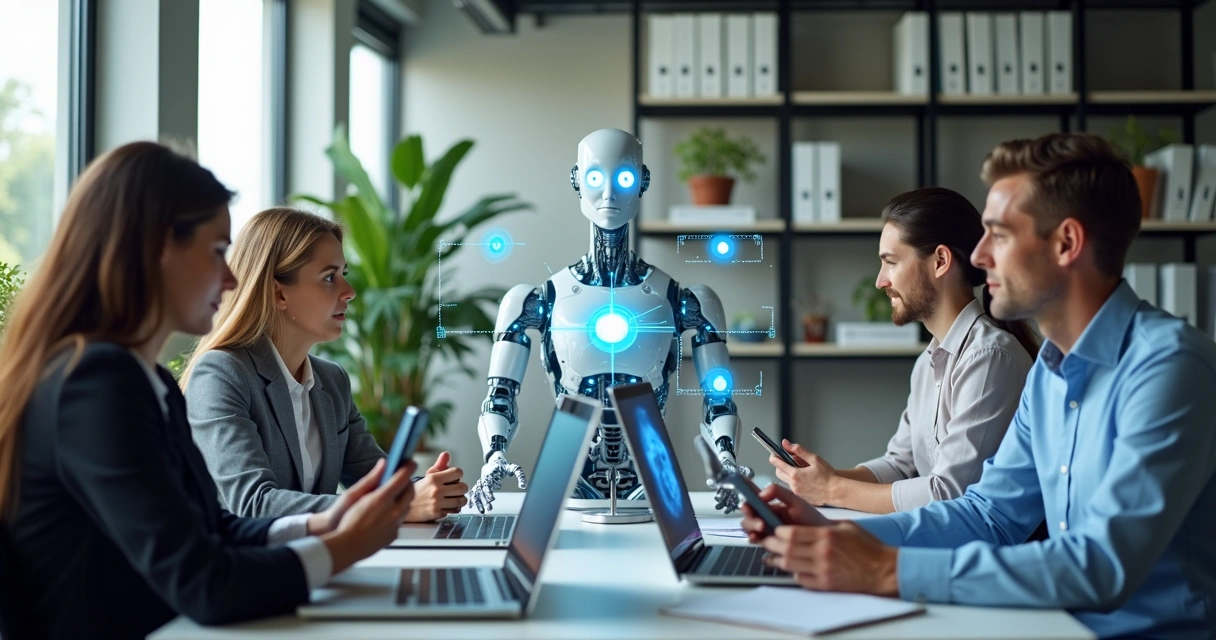 Smartbot conversando com clientes em notebooks e smartphones 