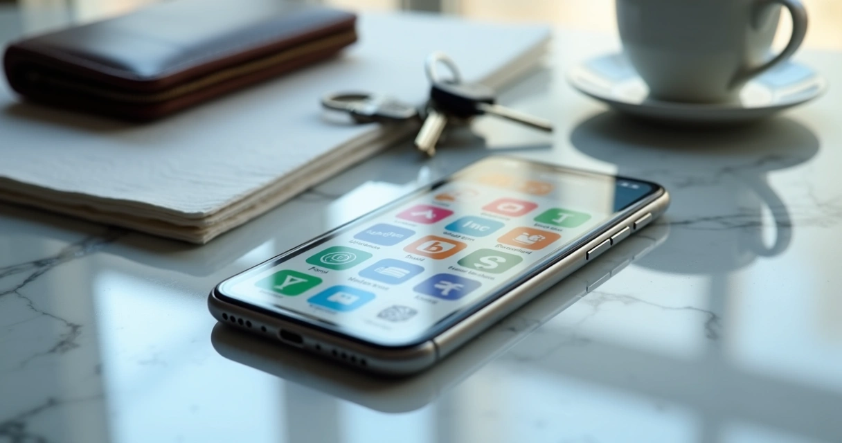Visualização de categorias de gastos em app financeiro com ícones coloridos em smartphone 