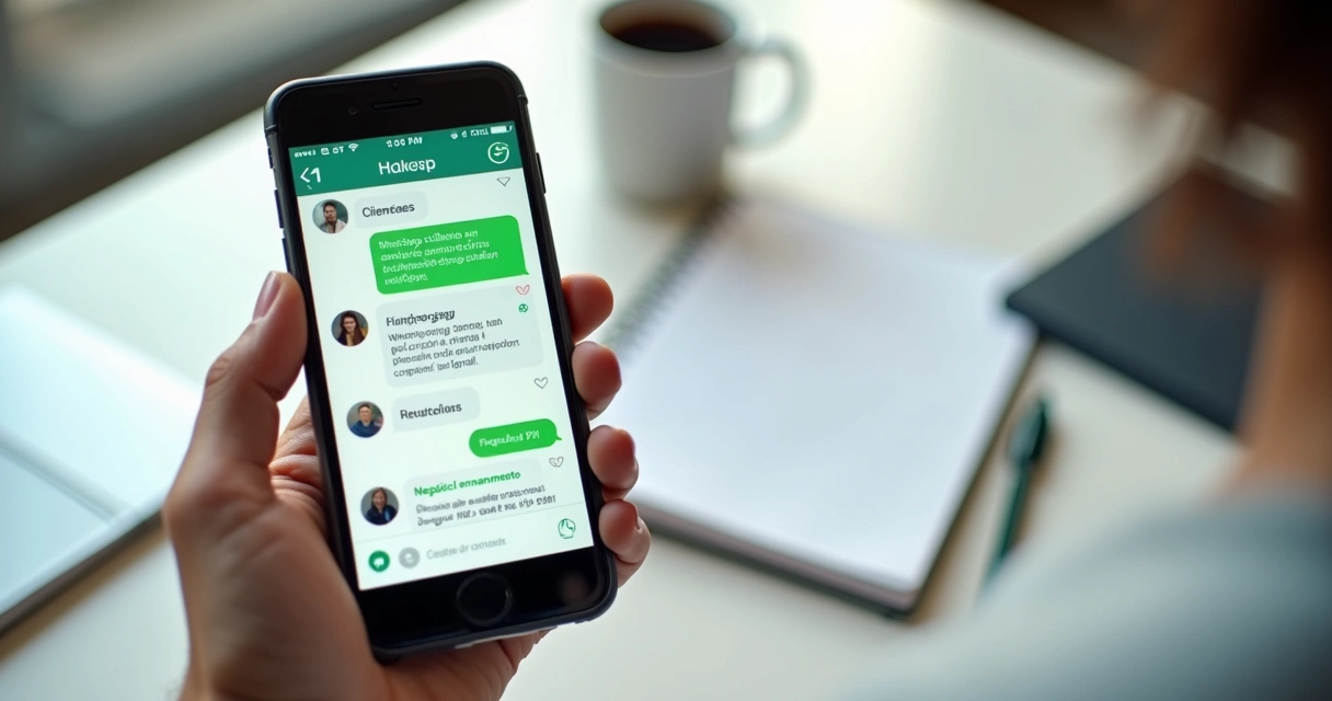 Celular com tela de CRM simples integrando com WhatsApp 