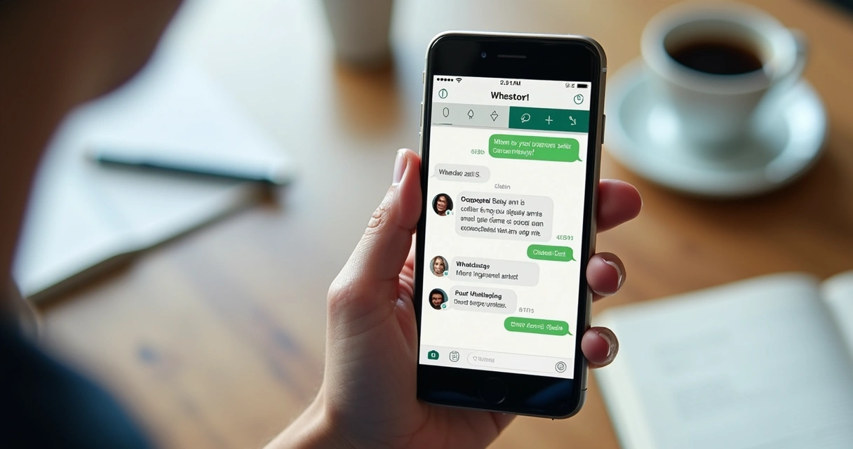 Celular com tela de vendas, CRM aberto e conversa do WhatsApp 