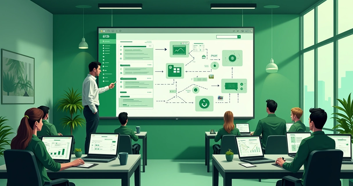 Fluxo automatizado de vendas B2B com WhatsApp Business na tela 