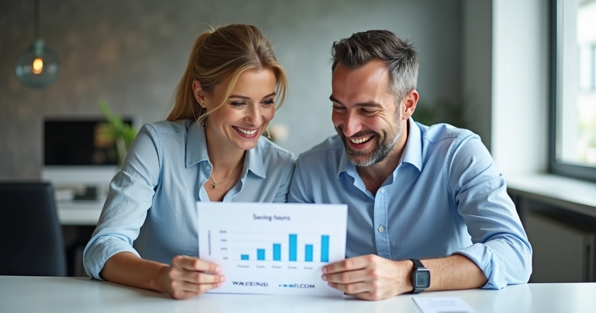 Two professionals at SME office review time-saved report 