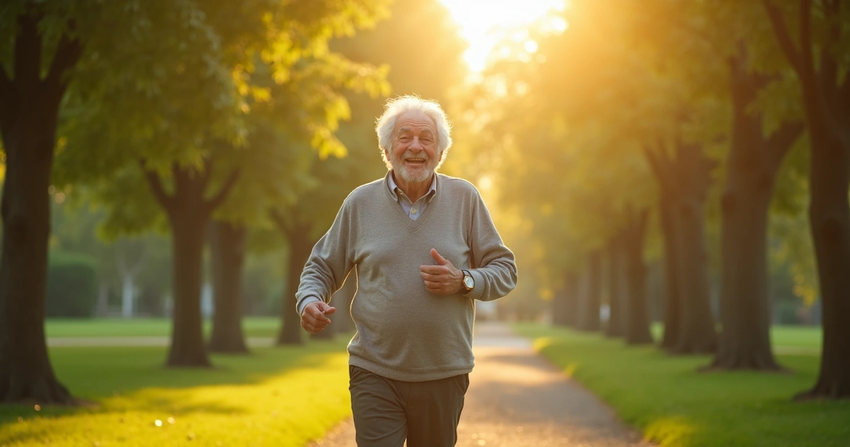 Homem idoso fazendo caminhada ao ar livre, simbolizando aumento de sobrevida após câncer de rim 