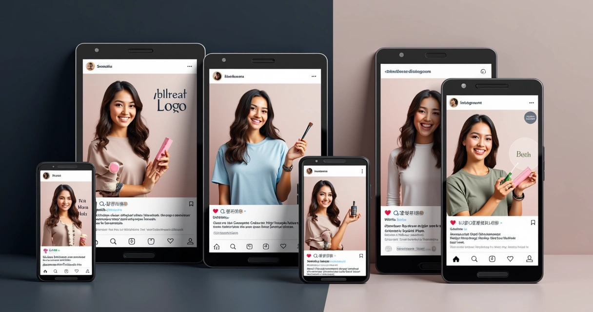 Digital ad mockups with unified colors and layouts