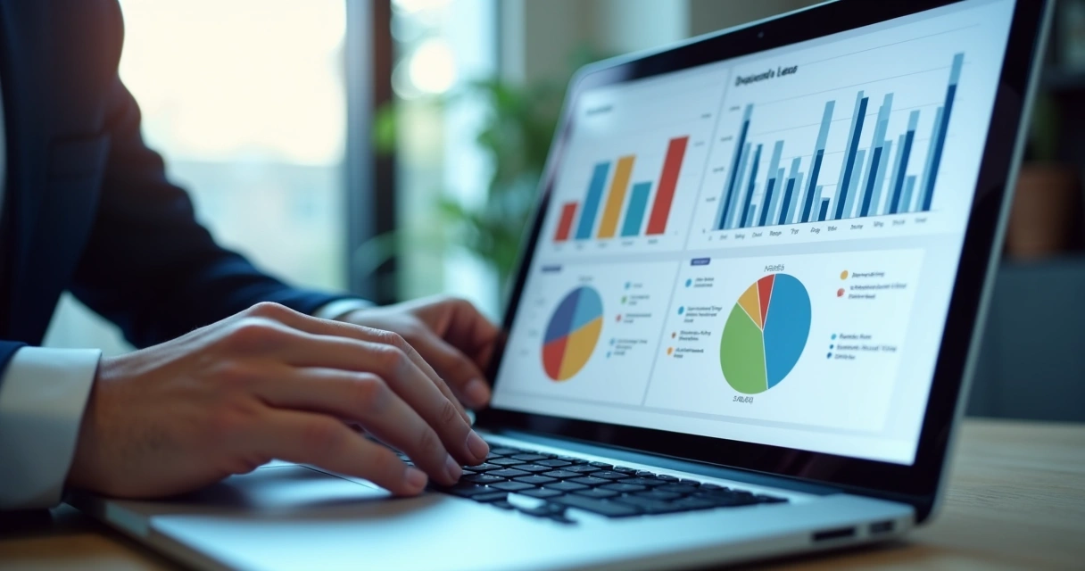 Campanha de marketing jurídico nas redes sociais com gráficos e computador