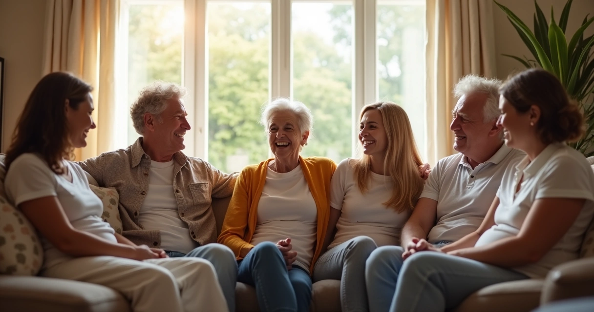 People sitting together in a relaxed group conversation 
