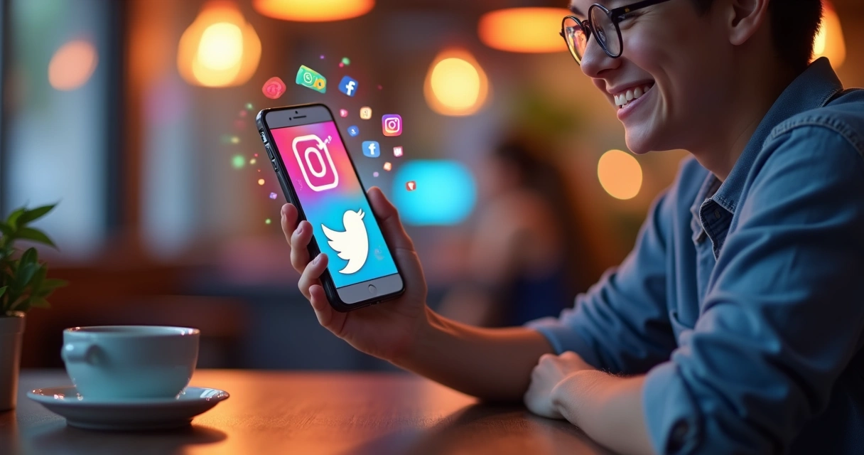 Person using social media on mobile, watching animated brand content