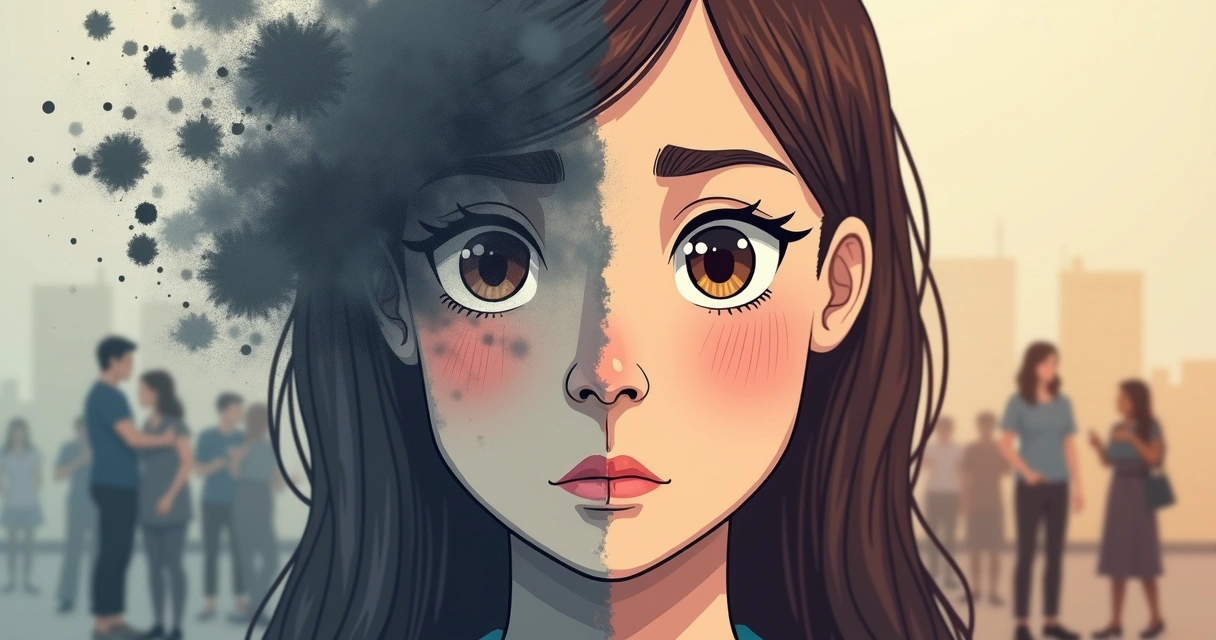 Split illustration of a person with a clouded mind on one side and a clear, confident face on the other, representing mindset transformation