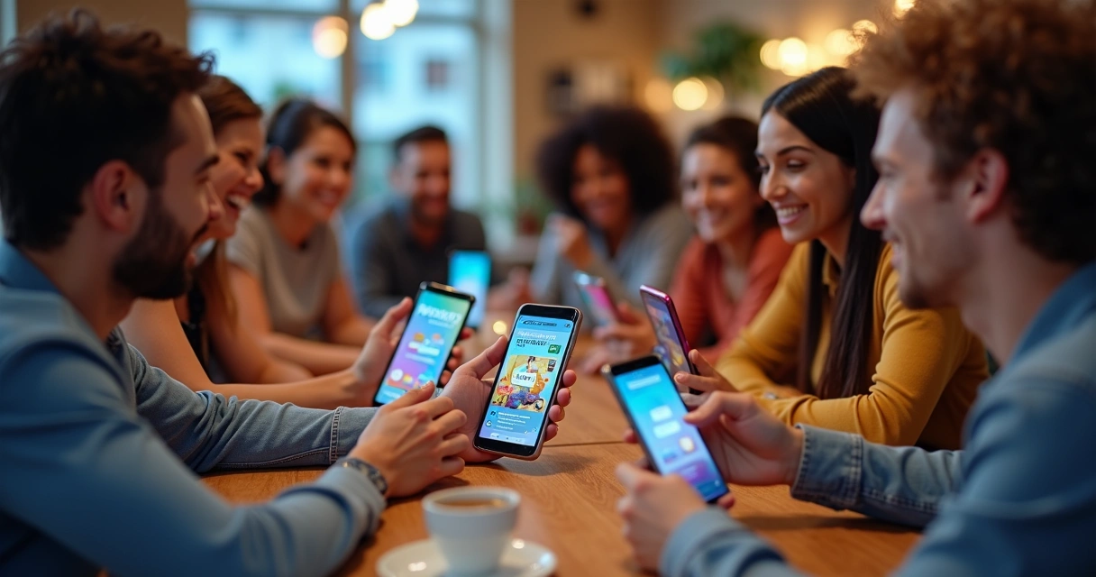 Engaged users interacting with brand visuals on a smartphone