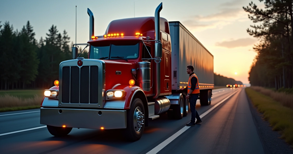 Socorro na estrada prestando auxílio a caminhão parado