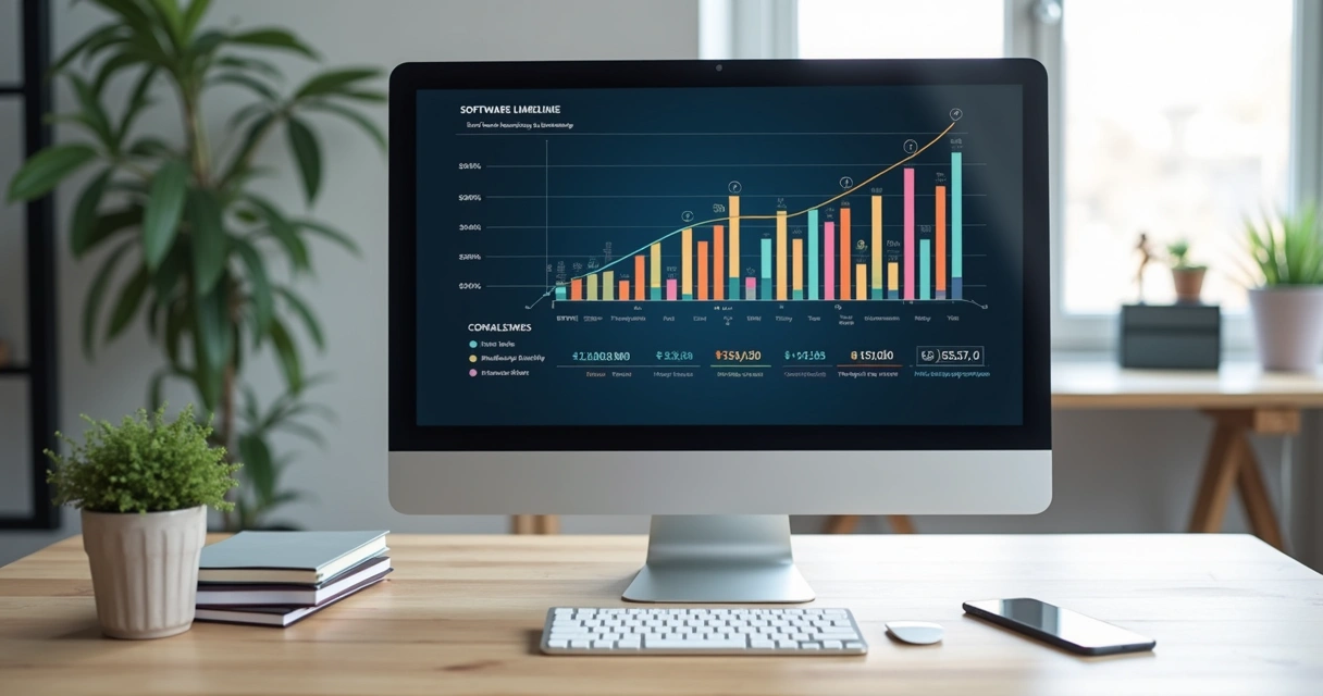 Project timeline and costs on digital screen 